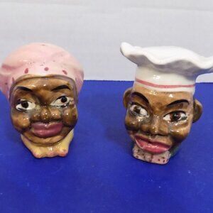 Vintage Black American Bakers Cooks Chefs Salt and Pepper Shakers Rare